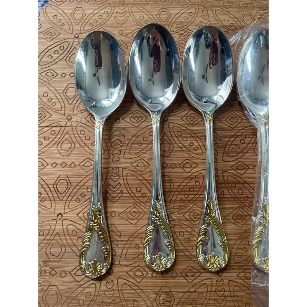 F.B. Rogers Golden Old Vienna Silverplate Large Dinner Spoons Lot of 12 NOS
